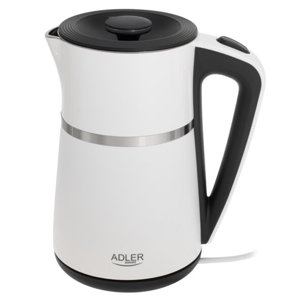 Електричний Чайник Adler AD 1355 white 1.7 л внутрішня частина з нержавіючої сталі Подвійні стінки