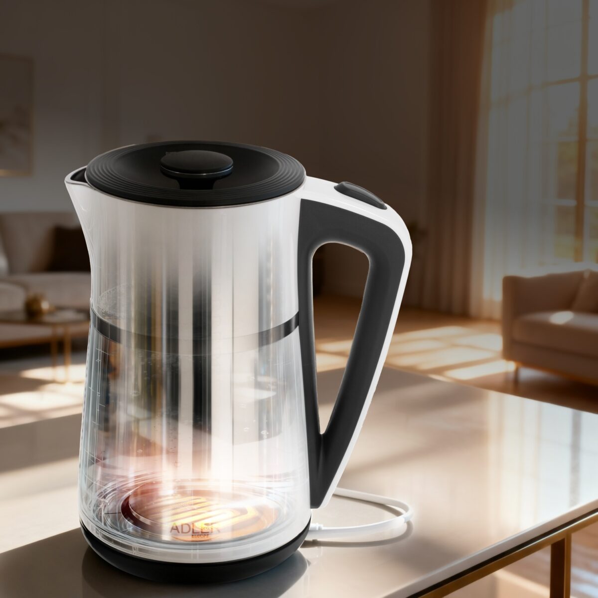 Електричний Чайник Adler AD 1355 white 1.7 л внутрішня частина з нержавіючої сталі Подвійні стінки