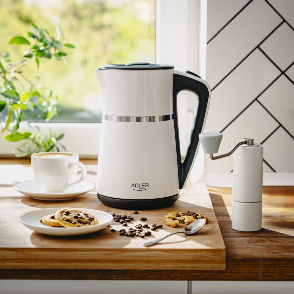 Електричний Чайник Adler AD 1355 white 1.7 л внутрішня частина з нержавіючої сталі Подвійні стінки