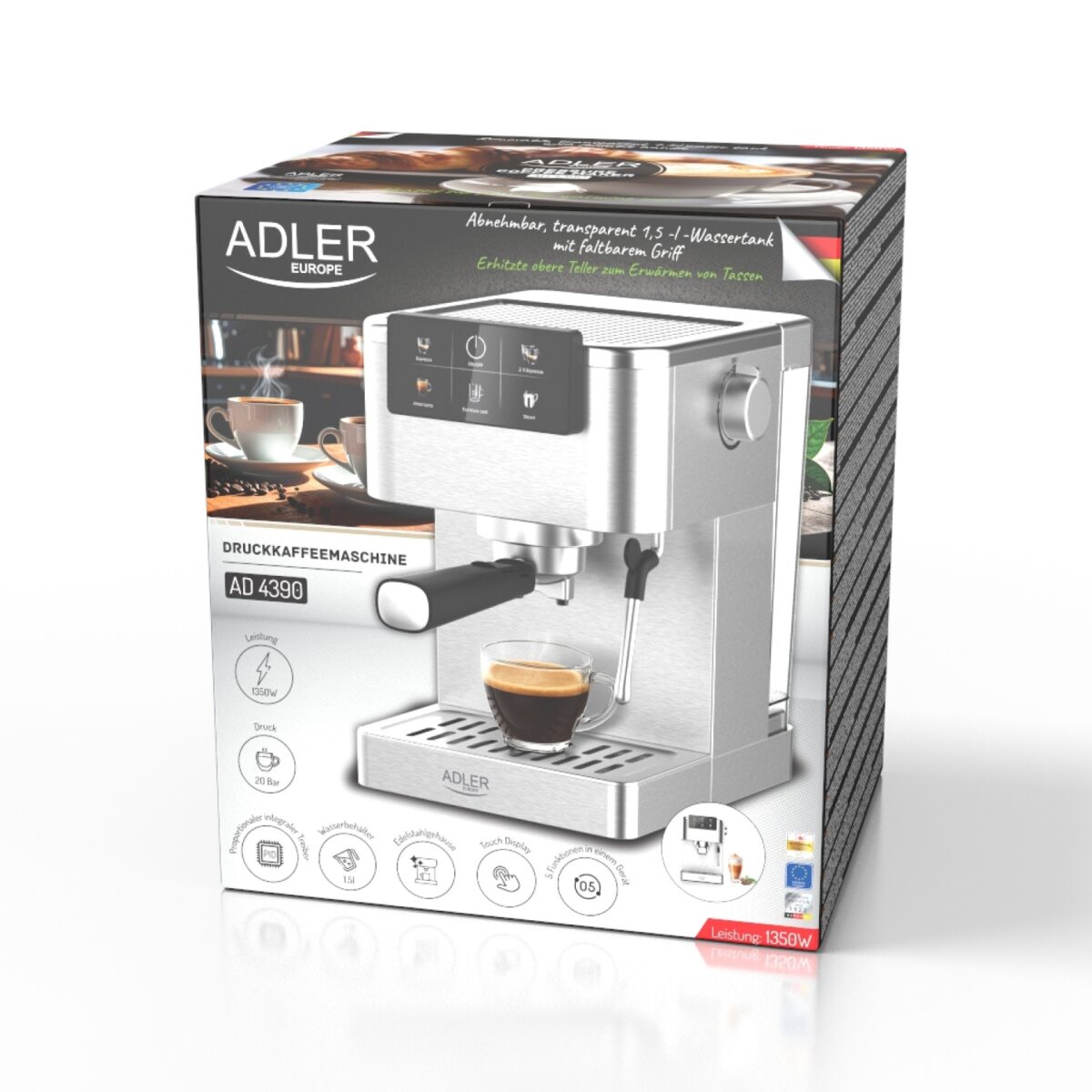 Кавоварка компресійна 5-в-1 Adler AD 4390 термоблок 20 бар PID спінювач молока - Зображення 6