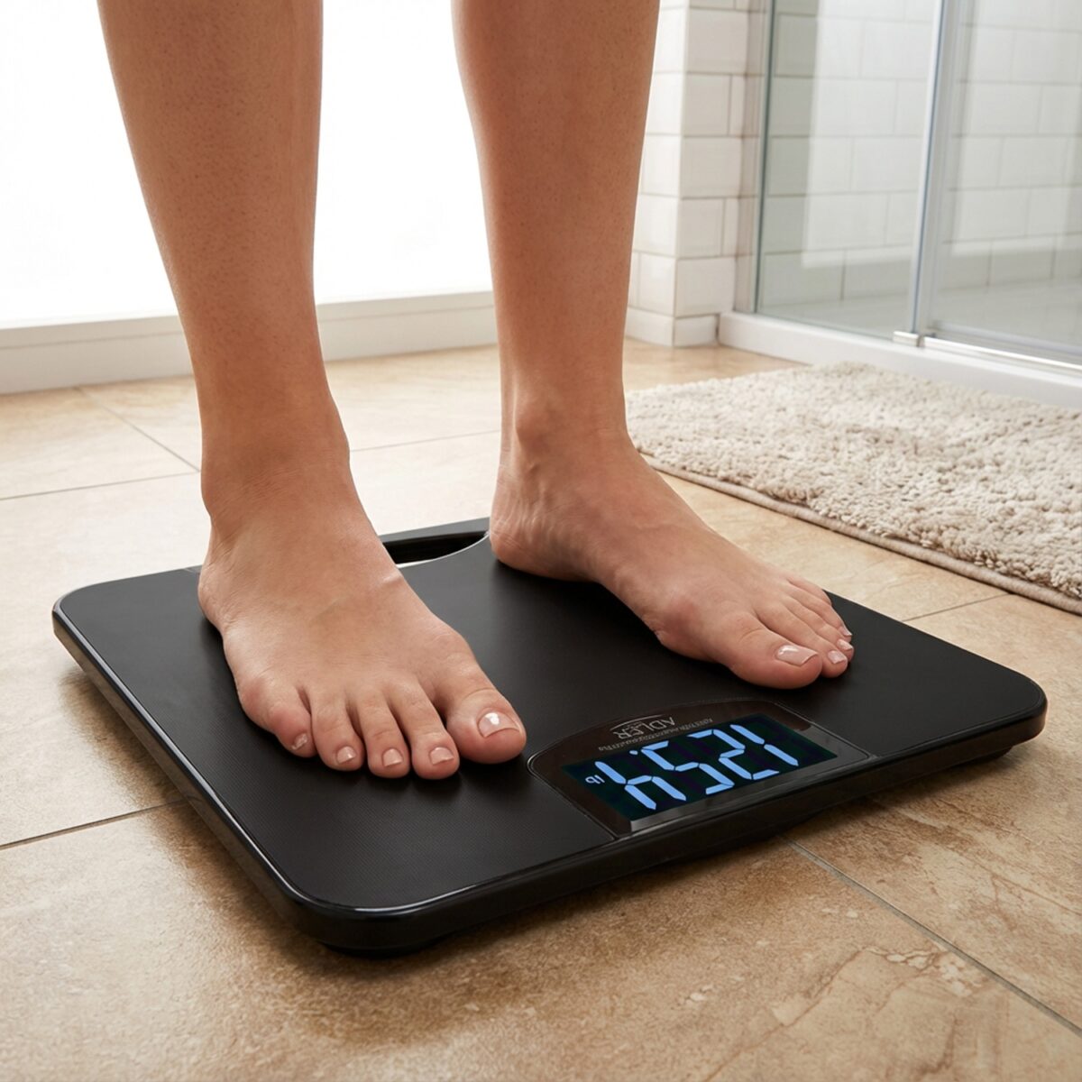 Електронні ваги для ванної кімнати Adler AD 8193 чорні – надійний пристрій з максимальною вантажопідйомністю 250 кг і точністю вимірювання 100 г.