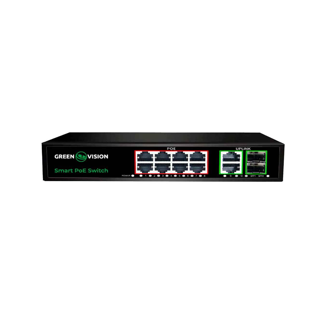 38682_1 Комутатор мережевий POE GreenVision GV-021-D-8G+2PG+2SFP