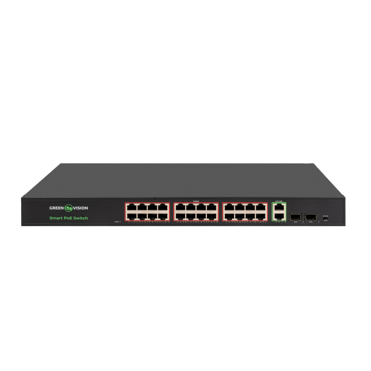 Комутатор мережевий POE GreenVision GV-023-D-24G+2PG+2SFP - Зображення 3