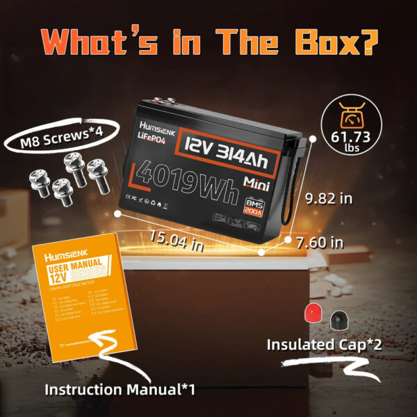 Міні-акумулятор Humsienk LiFePO4 12V 200A 314Ah