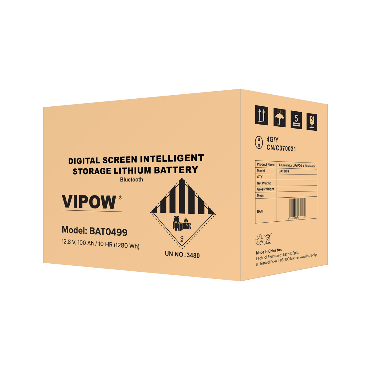 Акумулятор Vipow LiFePO4 100Ah Bluetooth BAT0499 - Зображення 4