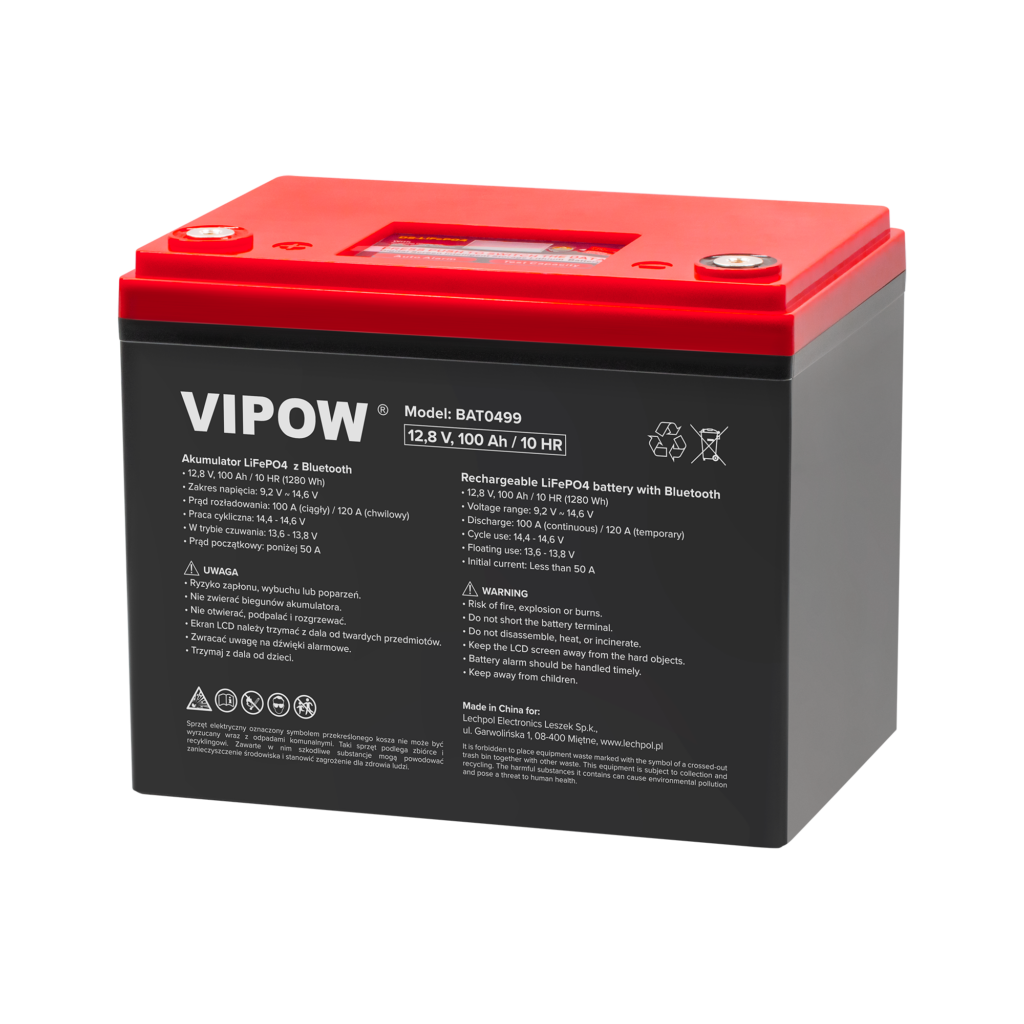 Акумулятор Vipow LiFePO4 100Ah Bluetooth BAT0499