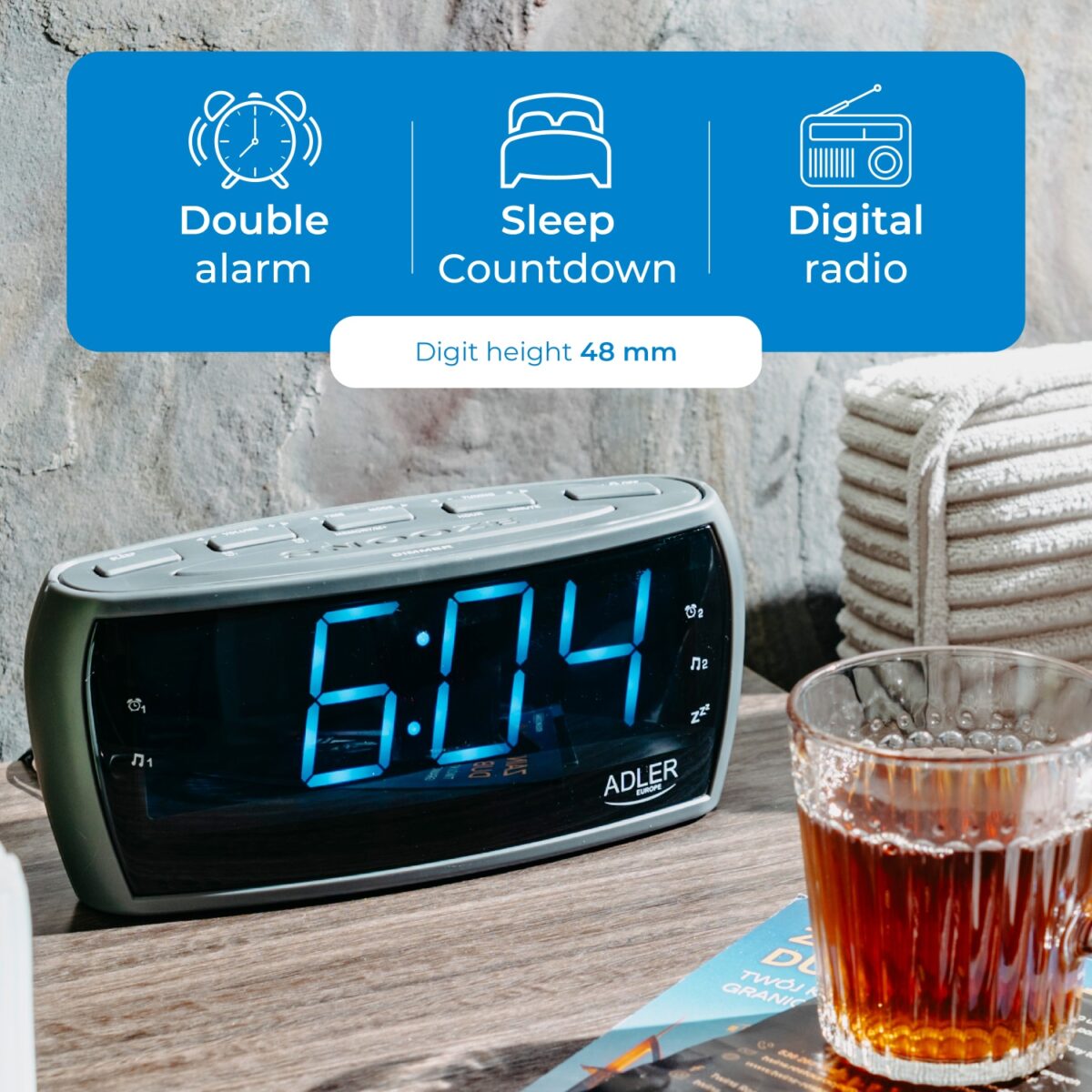 Компактний будильник з FM/AM Радіо годинник Adler AD 1121 s