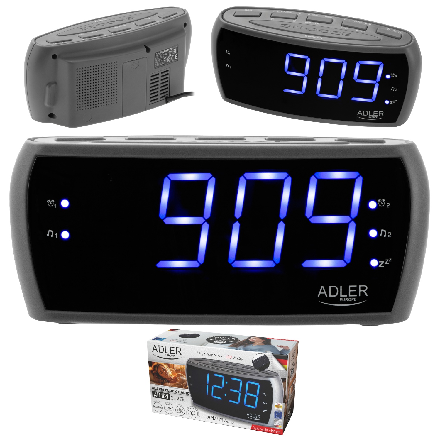 1500_ad_1121s_20 Компактний будильник з FM/AM Радіо годинник Adler AD 1121 s