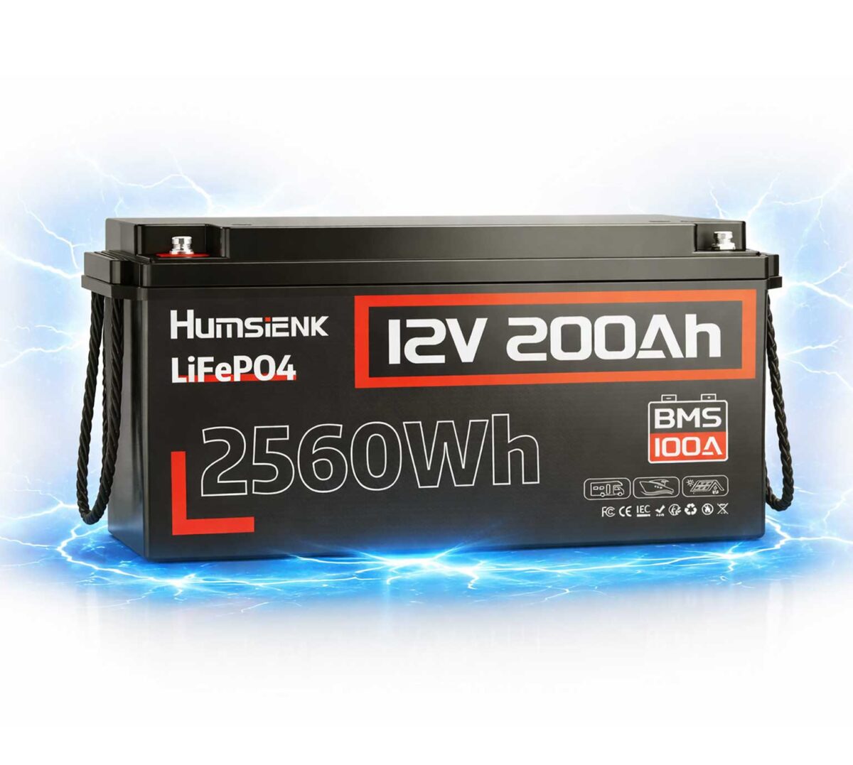 Акумулятор Humsienk LiFePO4 12V 200Ah батарея з BMS 100A HS12V200AH100 - Зображення 4