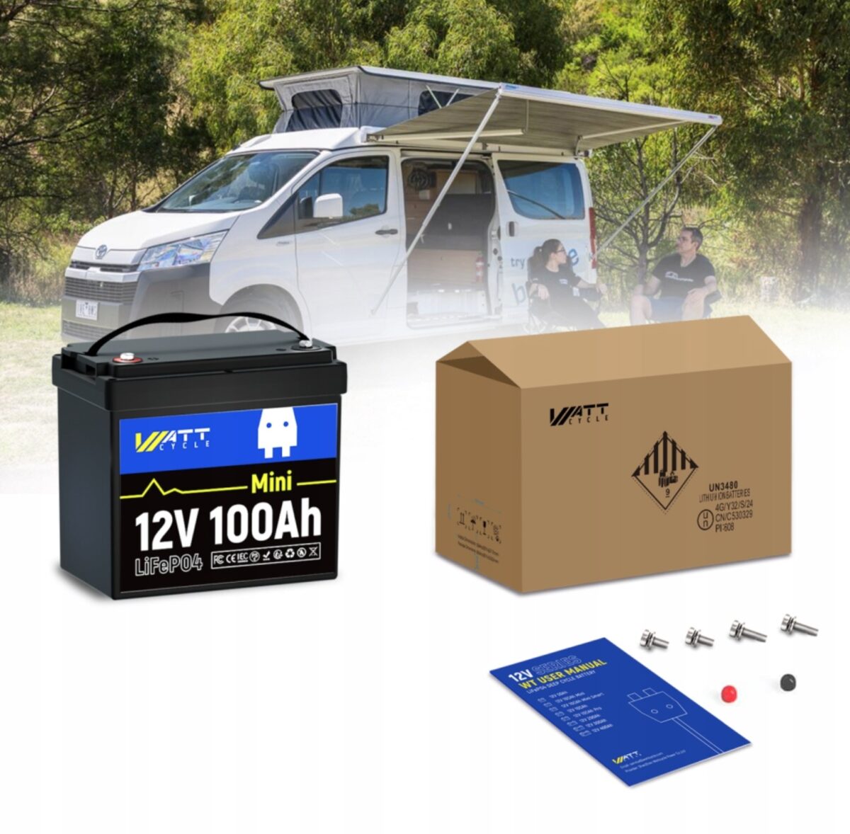 LiFePO4 WattCycle MINI акумулятор 12V 100Ah BT IP65 акумуляторна батарея з BMS 100A - Зображення 8