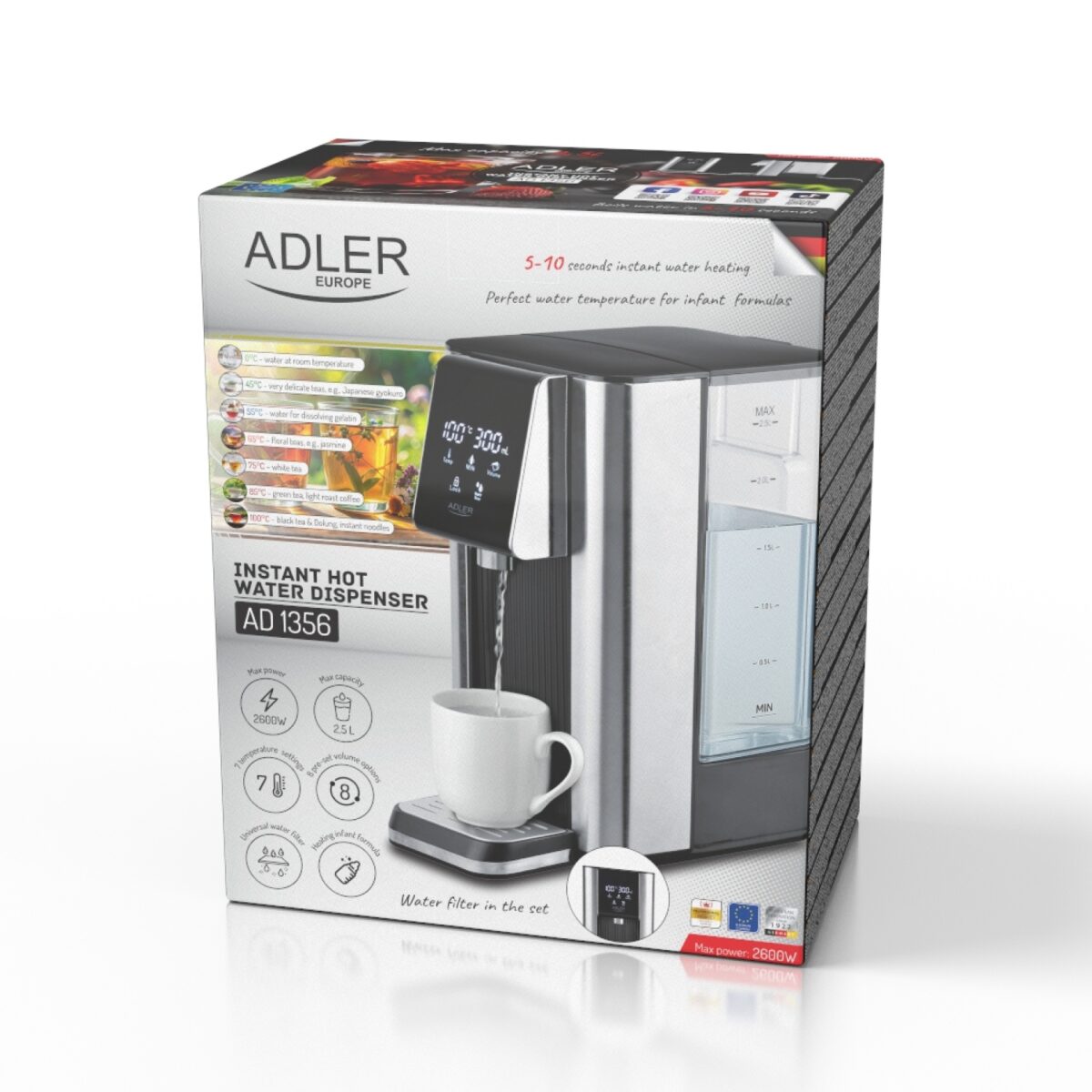 Диспенсер для гарячої води Adler AD 1356 - 2.5 L 7 температурних режимів