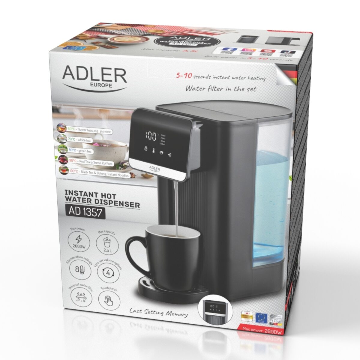 Диспенcер для води Adler AD 1357 2.5 L на 8 температурних режимів