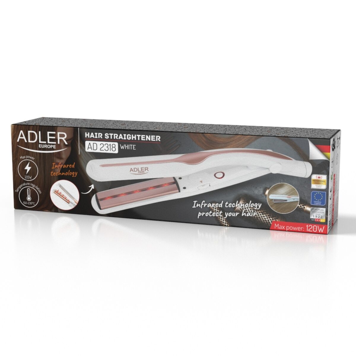 Інфрачервоний вирівнювач для волосся Adler AD 2318 white