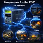 Зарядна станція Fossibot F1200 портативне джерело енергії 1200 Вт інфографіка використання на природі