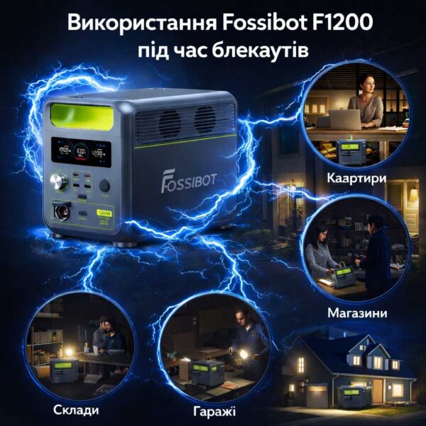 Зарядна станція Fossibot F1200 портативне джерело енергії 1200 Вт інфографіка