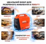 Інфографіка Інверторний бензиновий генератор NAC GIG-11-SE 1.2 кВт