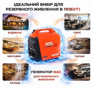 Інфографіка Інверторний бензиновий генератор NAC GIG-11-SE 1.2 кВт