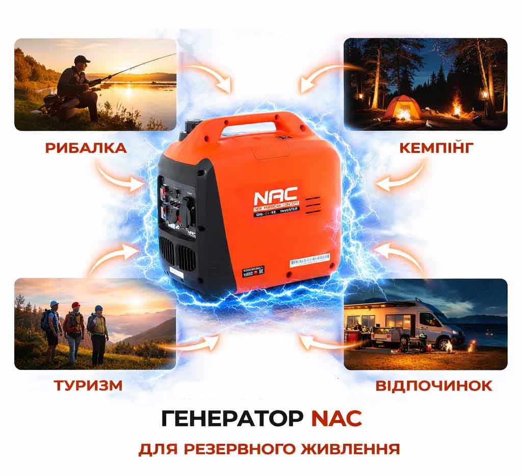 Інфографіка Інверторний бензиновий генератор NAC GIG-11-SE 1.2 кВт