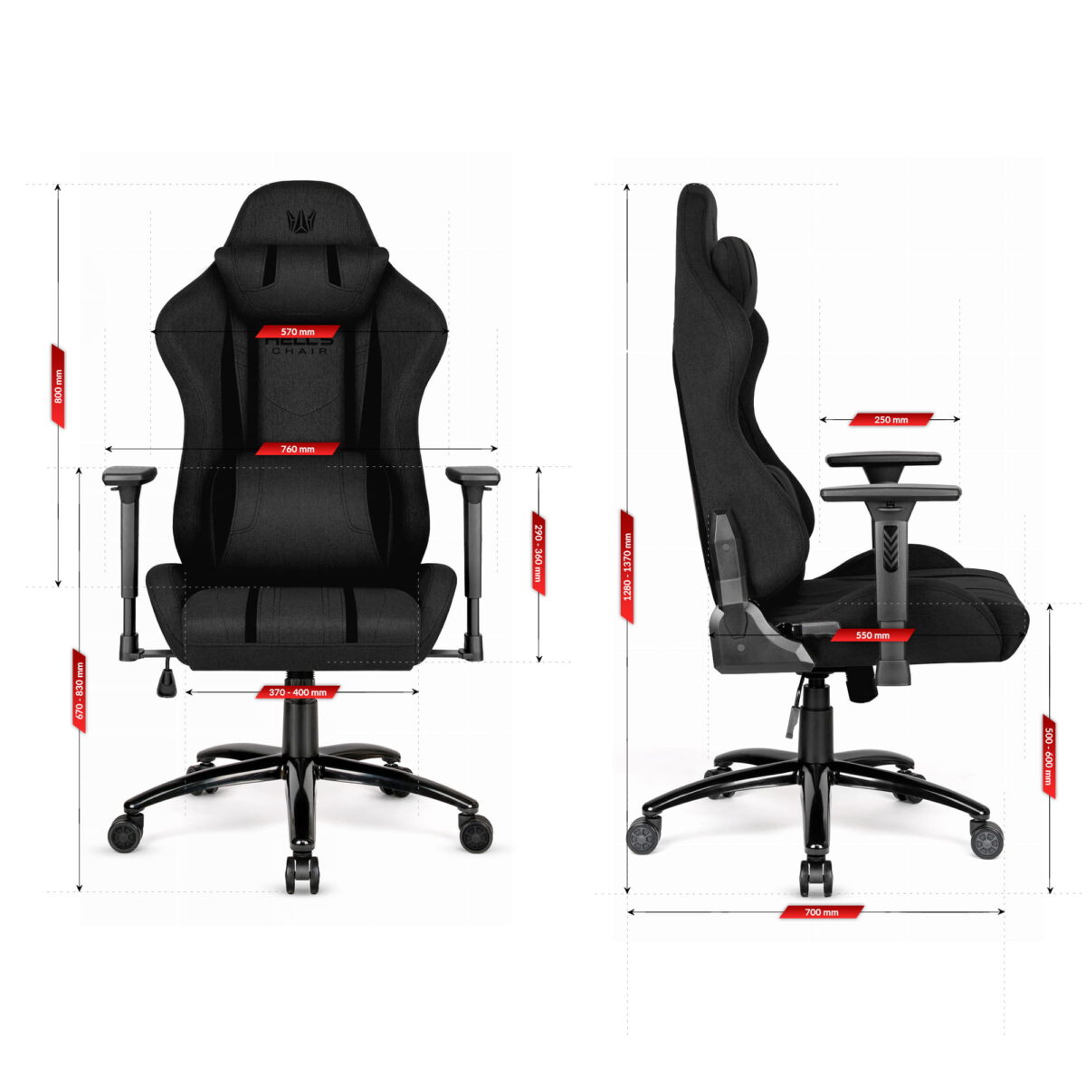 Геймерське крісло Hell's Chair HC-1013 Black тканина - Зображення 9