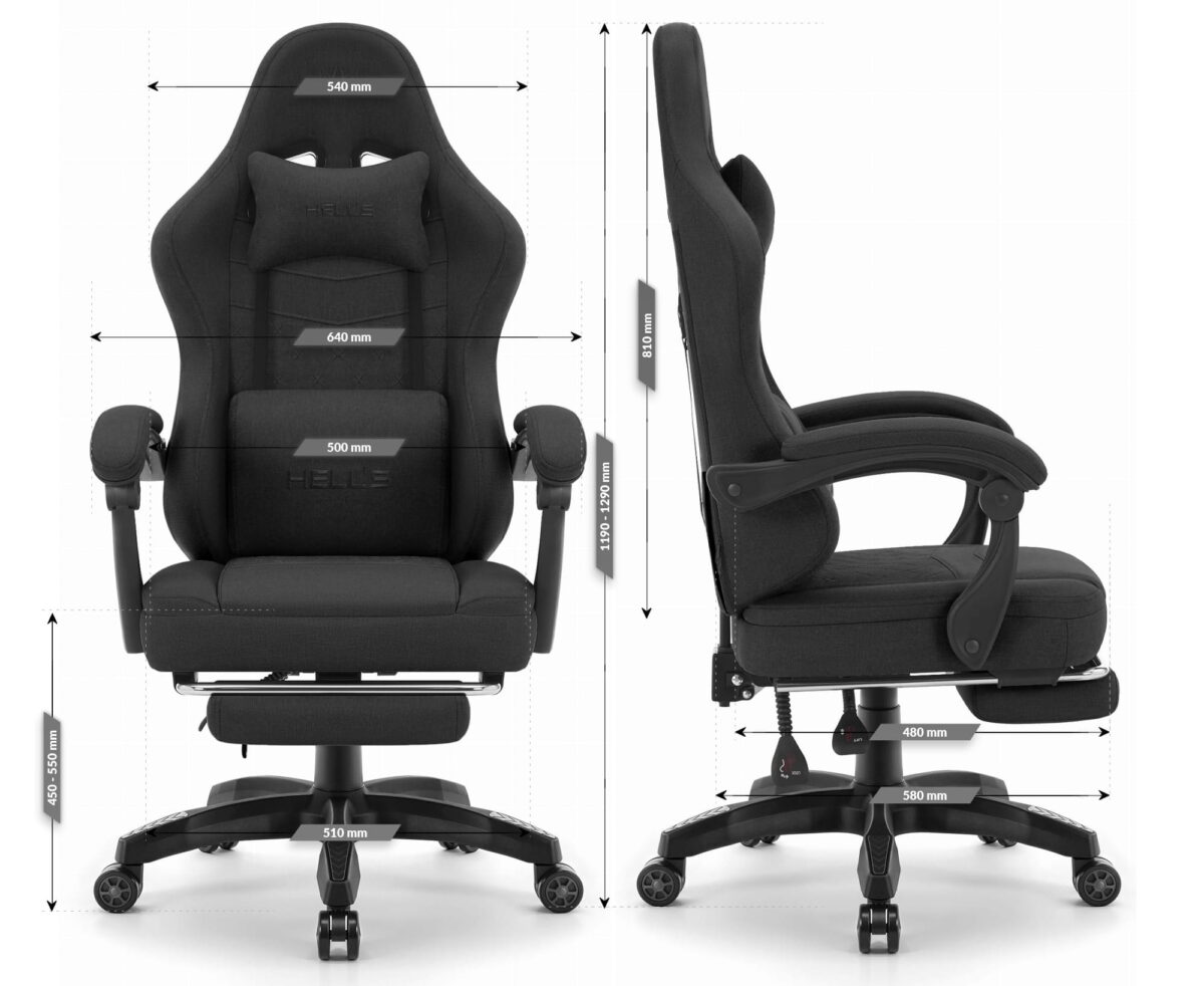 Геймерське крісло Hell's Chair HC-1015 Black тканина - Зображення 8