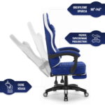 Геймерське крісло Hell's Chair HC-1015 Blue White тканина - Зображення 6