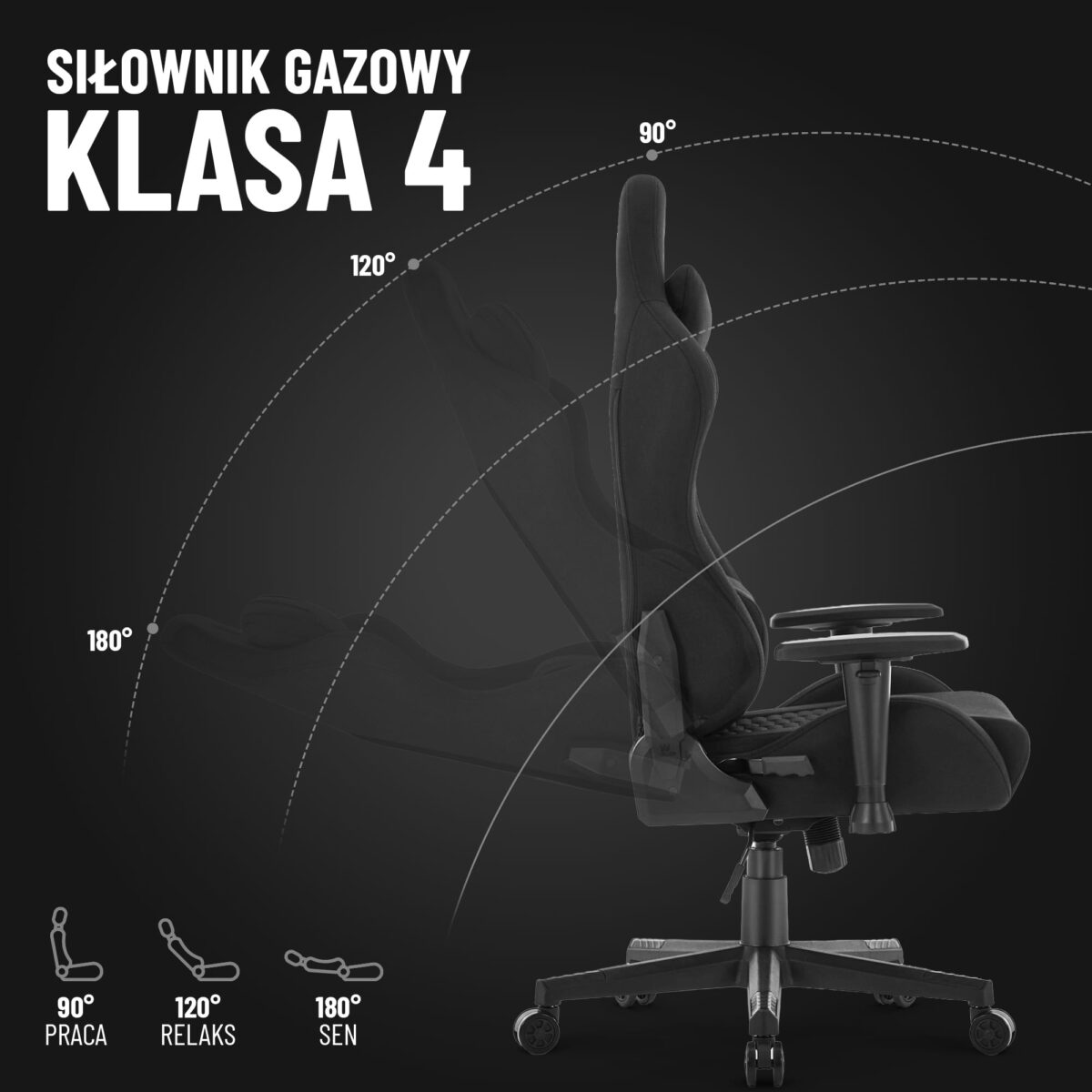 Геймерське крісло Hell's Chair HC-2000 Black тканина - Зображення 7