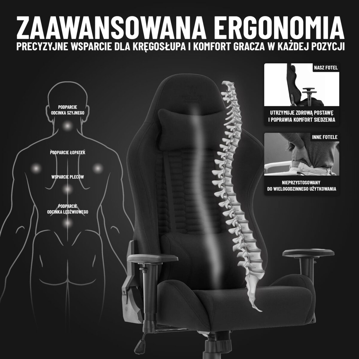 Геймерське крісло Hell's Chair HC-2000 Black тканина - Зображення 8