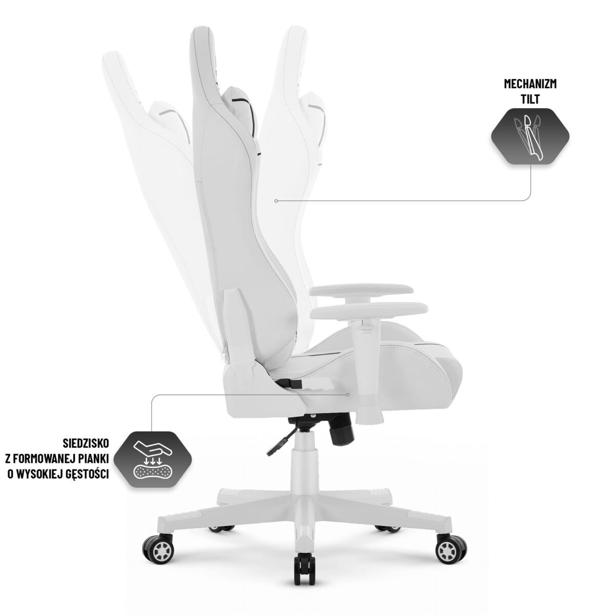 Геймерське крісло Hell's Chair HC-2001 White Black - Зображення 8