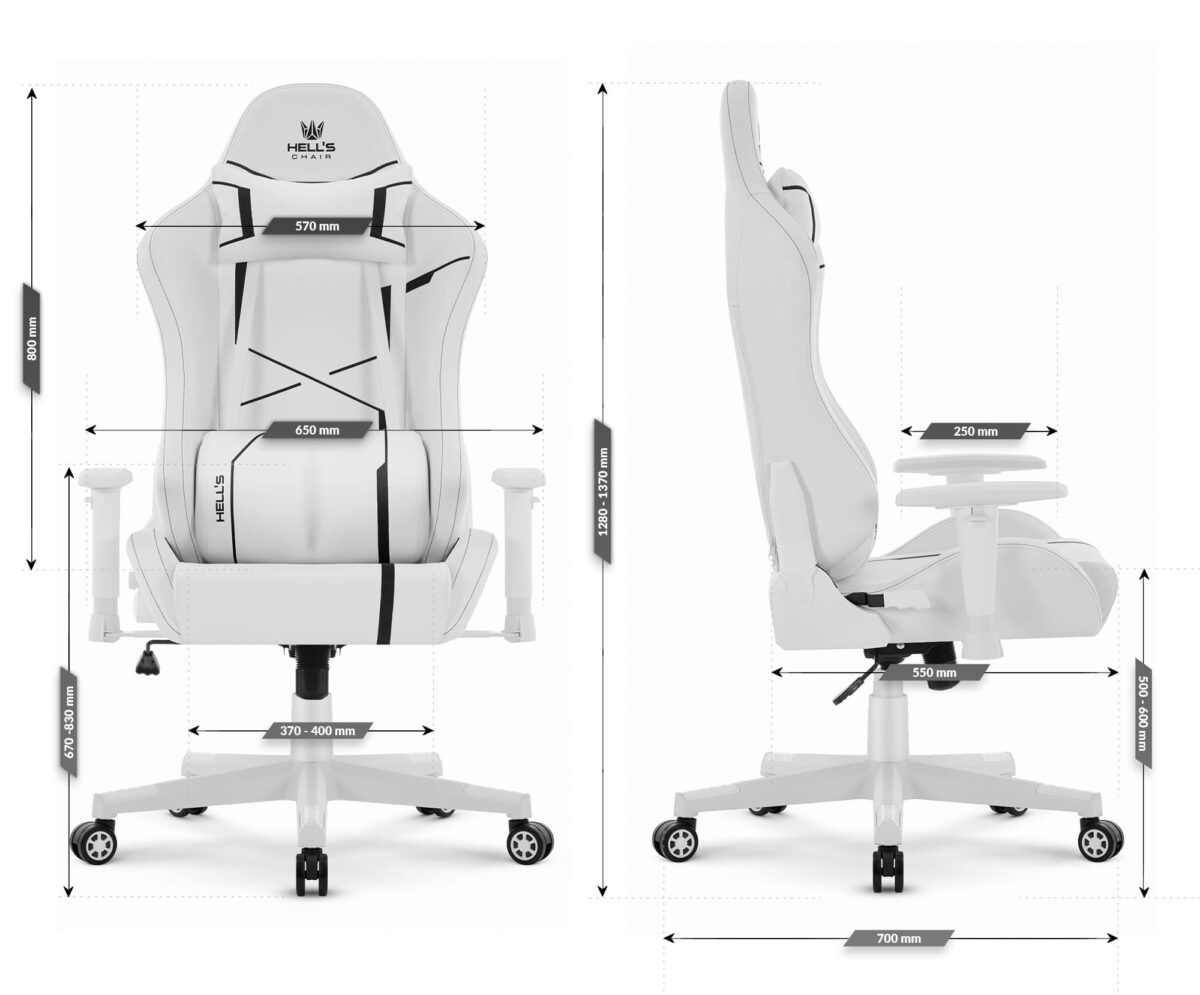 Геймерське крісло Hell's Chair HC-2001 White Black - Зображення 9
