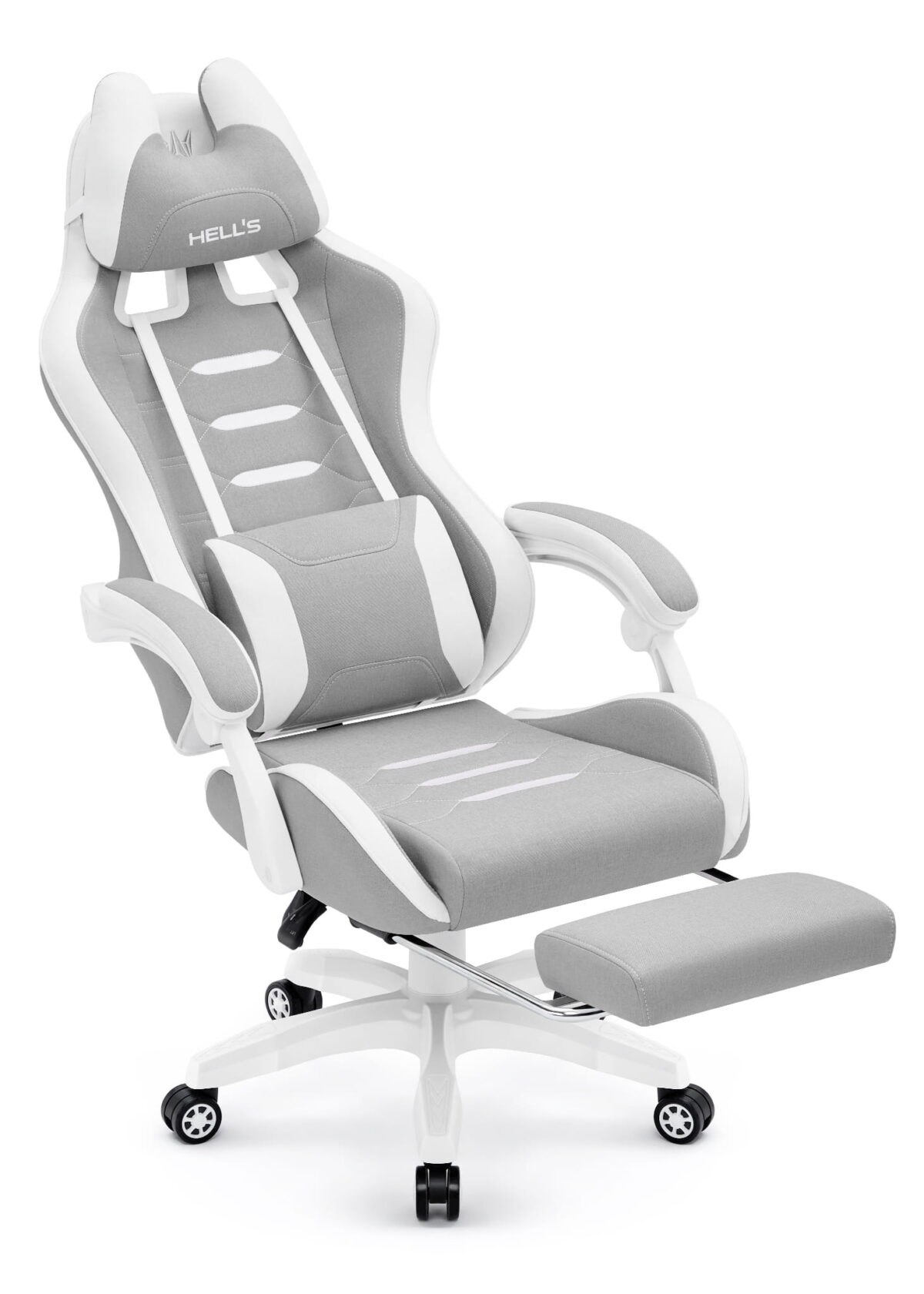 Геймерське крісло Hell's Chair HC-1039 2.0 Grey White дитяче тканина - Зображення 4
