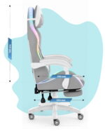 Геймерське крісло Hell's Chair HC-1039 2.0 Grey White дитяче тканина - Зображення 10