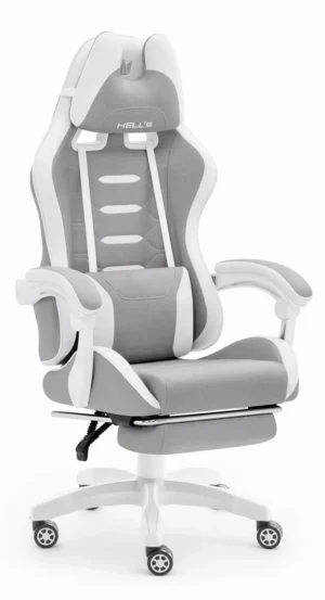 Геймерське крісло Hell's Chair HC-1039 2.0 Grey White тканина