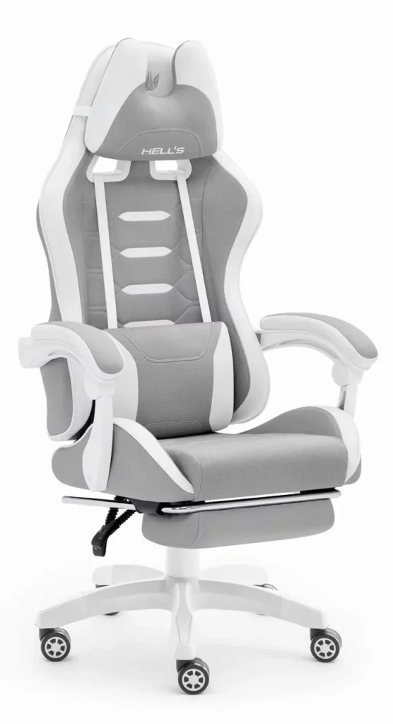 Геймерське крісло Hell's Chair HC-1039 2.0 Grey White тканина