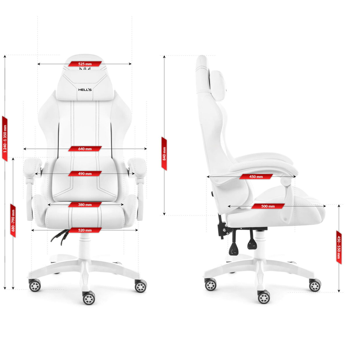 Геймерське крісло Hell's Chair HC-1014 White Black - Зображення 9