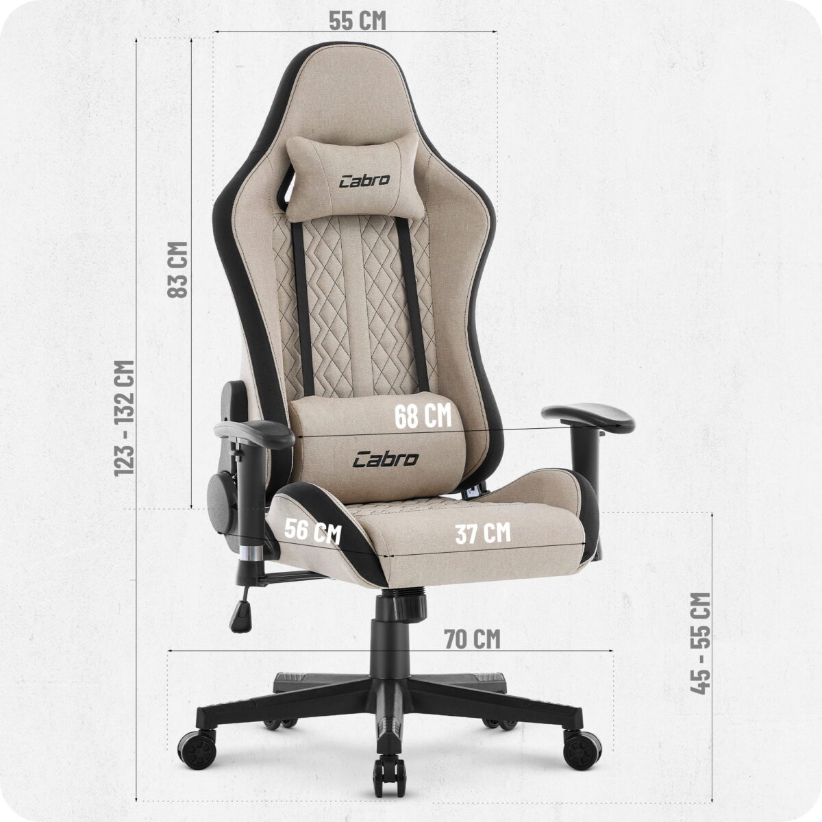 Ігрове геймерське комп'ютерне крісло Cabro C508 Beige тканина - Зображення 4