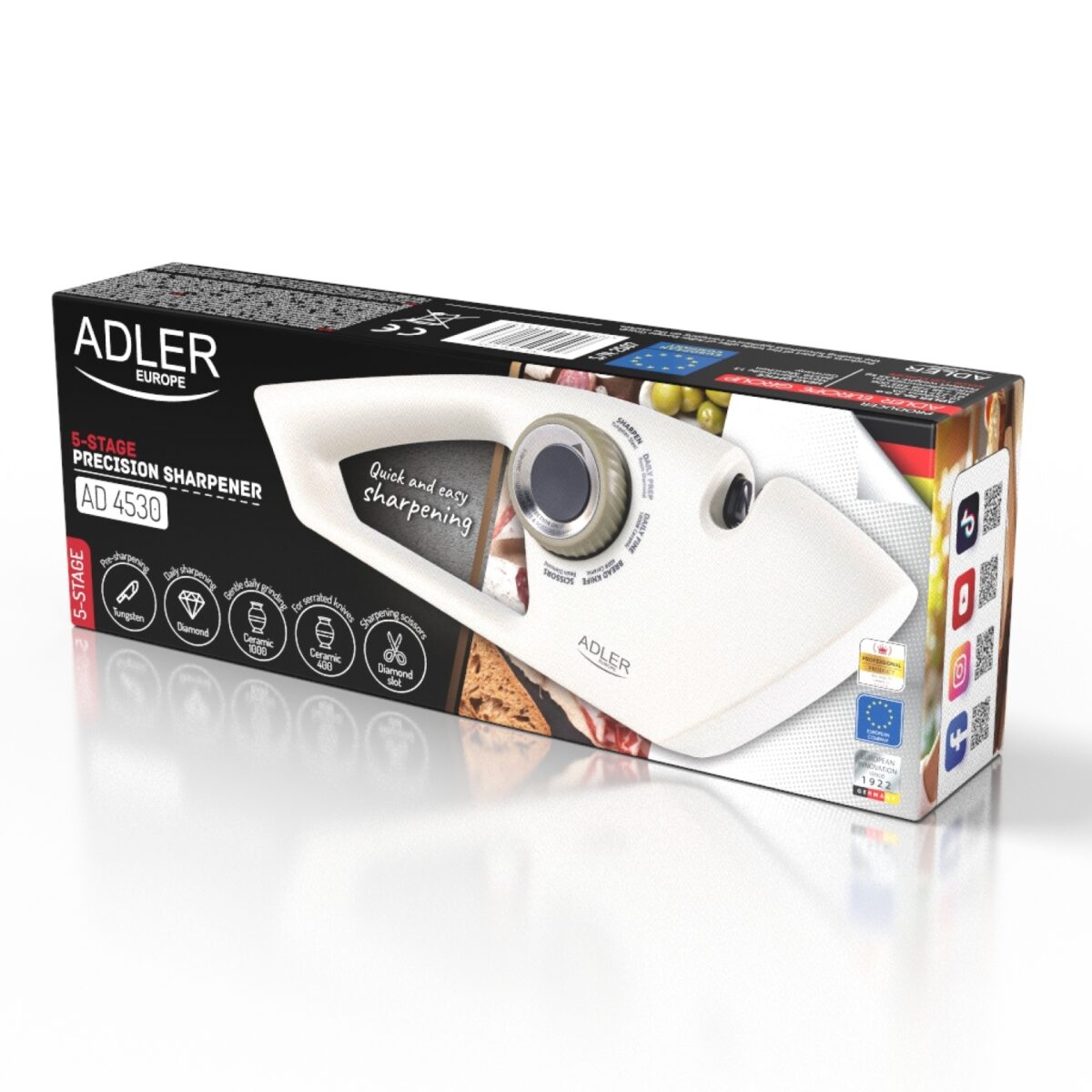 5-етапна точилка для ножів та ножиць Adler AD 4530 керамічні алмазні зубчасті гладкі ножиці - Зображення 17
