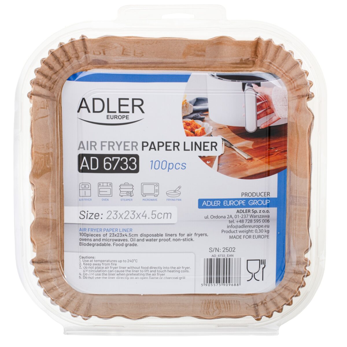 Паперова форма для аерофритюрниці Adler AD 6733 - 23 cm (100шт)