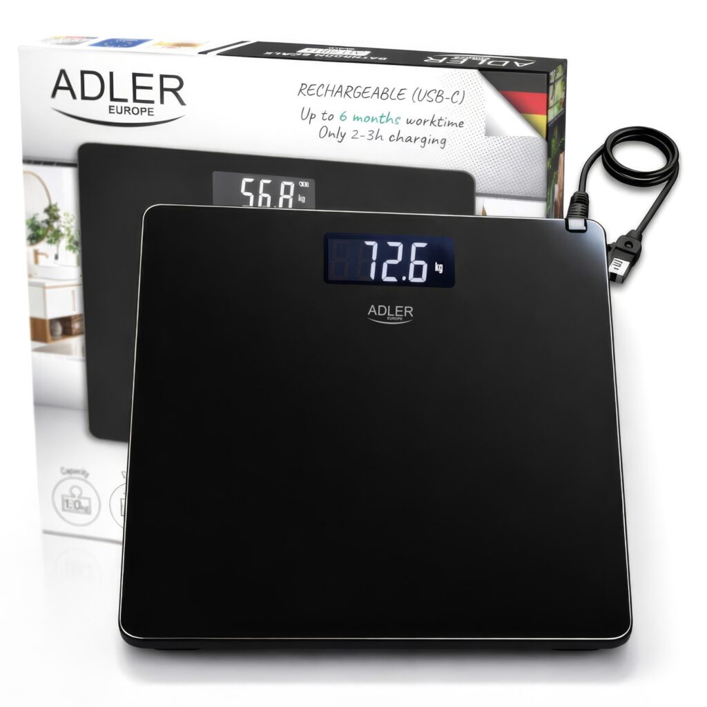 Вага підлогова акумуляторна USB Adler AD 8194 black 180 kg