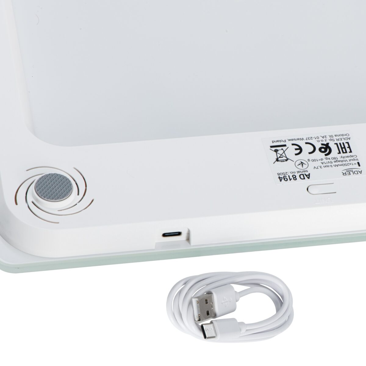 Вага підлогова акумуляторна USB Adler AD 8194 white 180 kg