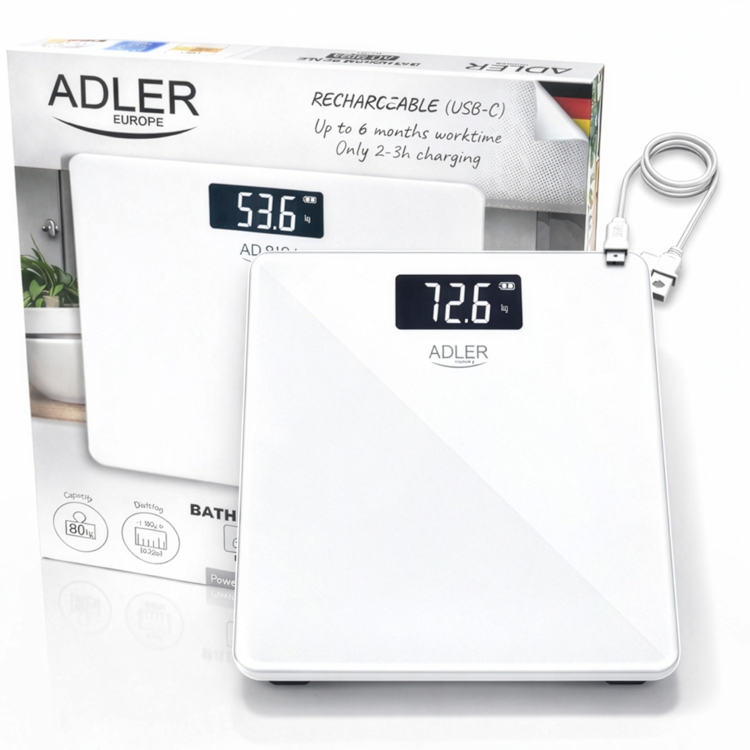 1500_ad_8194w_7 Вага підлогова акумуляторна USB Adler AD 8194 white 180 kg