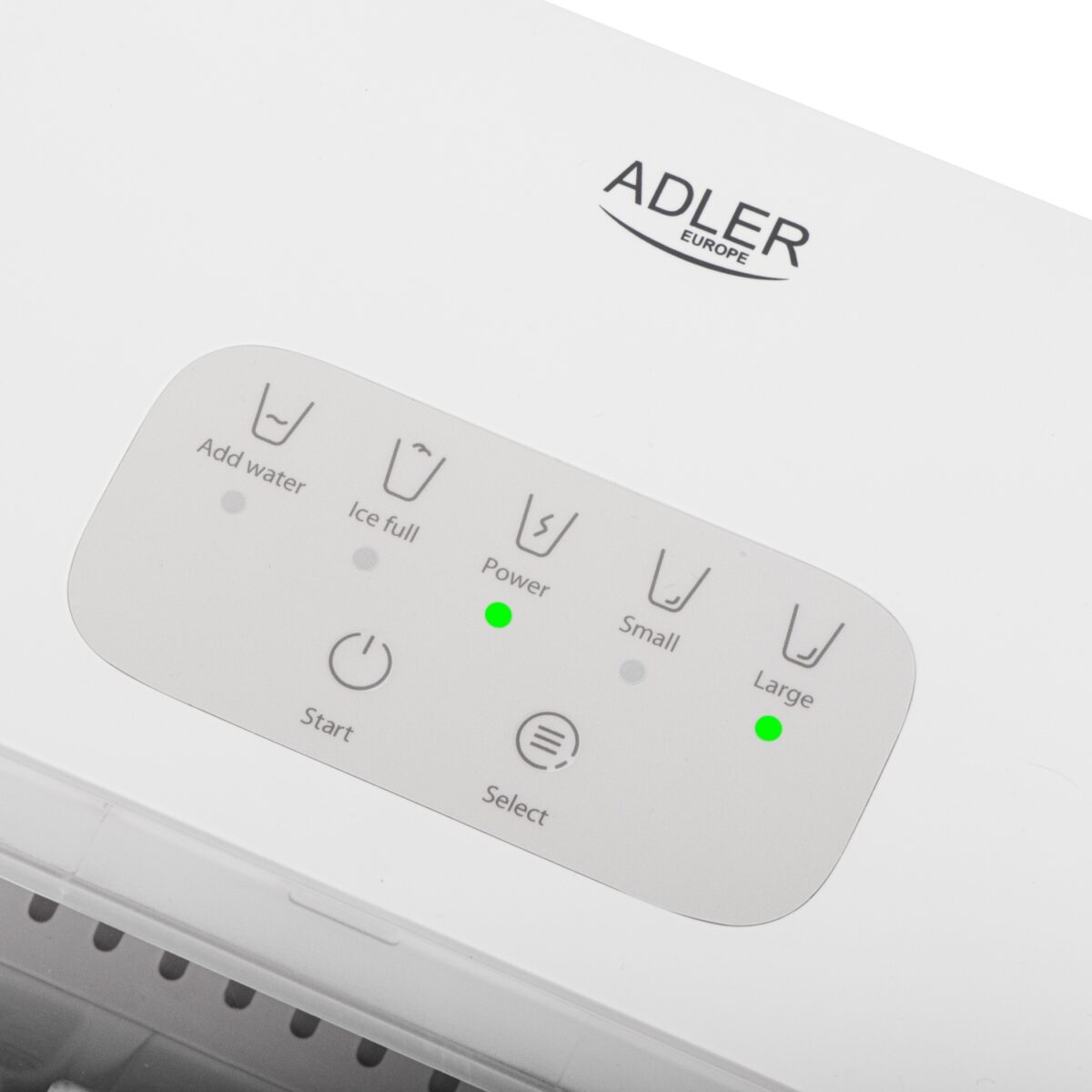 Льодогенератор Adler AD 8800 12 кг/24 год 2 розміри кубиків Тиха робота Очищення Сенсорна панель