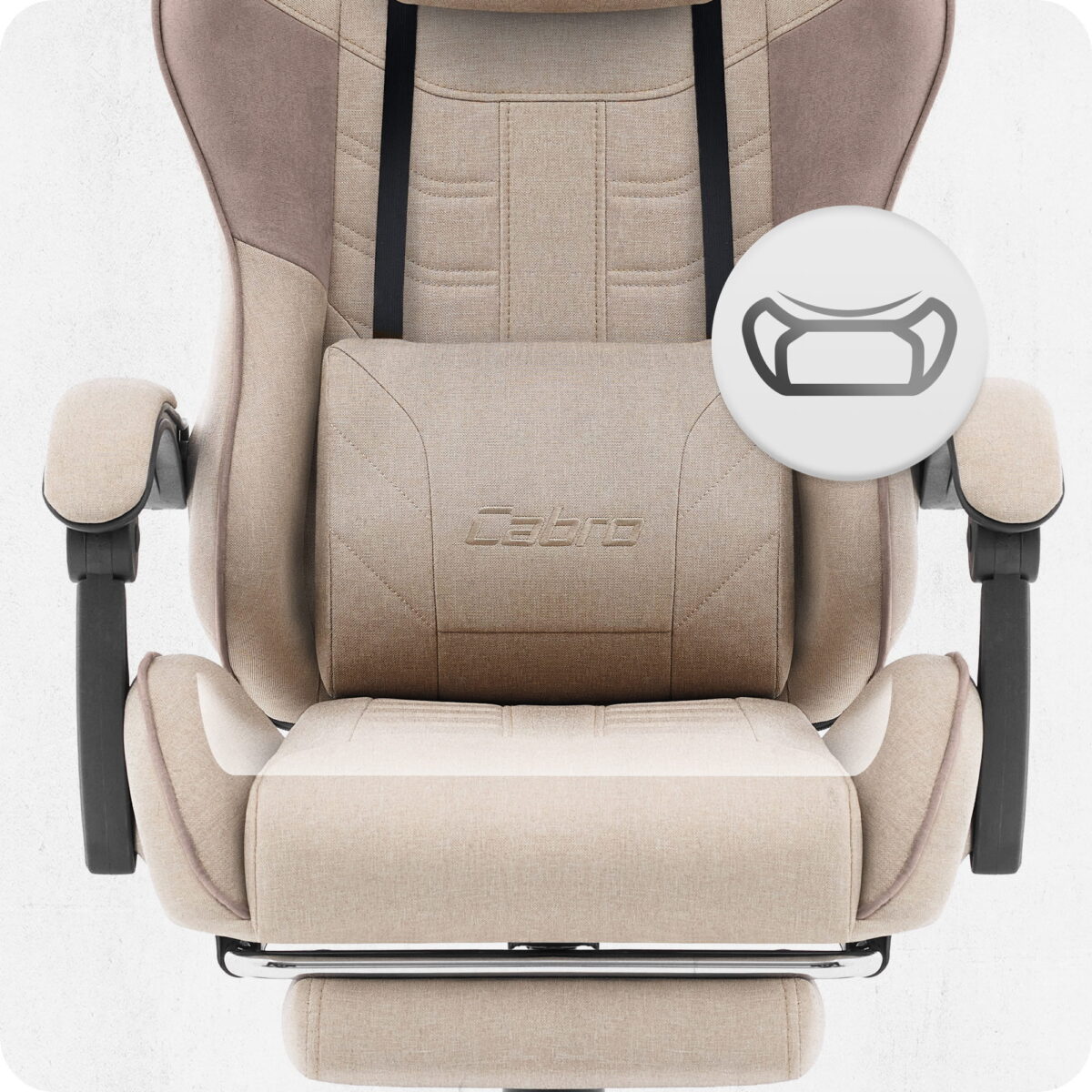 Ігрове комп'ютерне геймерське крісло Cabro C501 бежеве тканина - Зображення 8