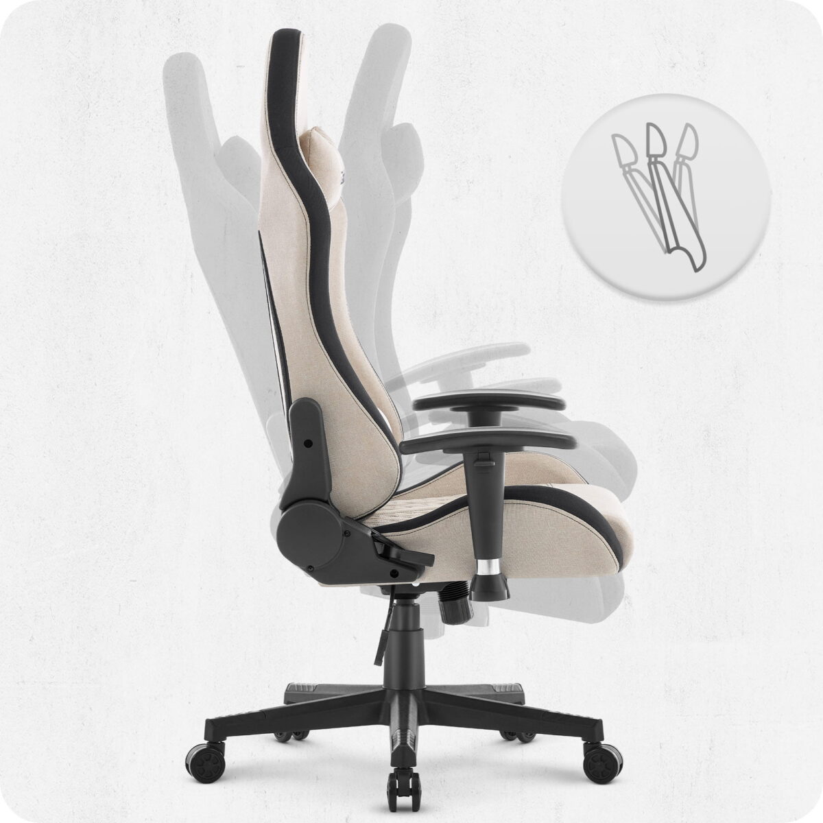 Ігрове геймерське комп'ютерне крісло Cabro C508 Beige тканина - Зображення 7