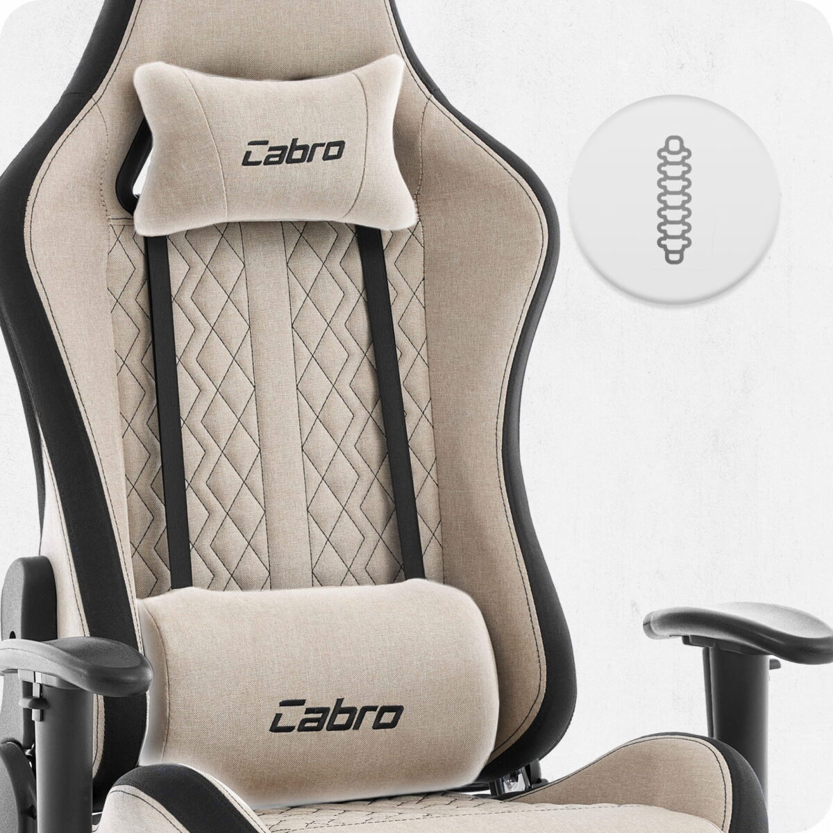 Ігрове геймерське комп'ютерне крісло Cabro C508 Beige тканина - Зображення 8