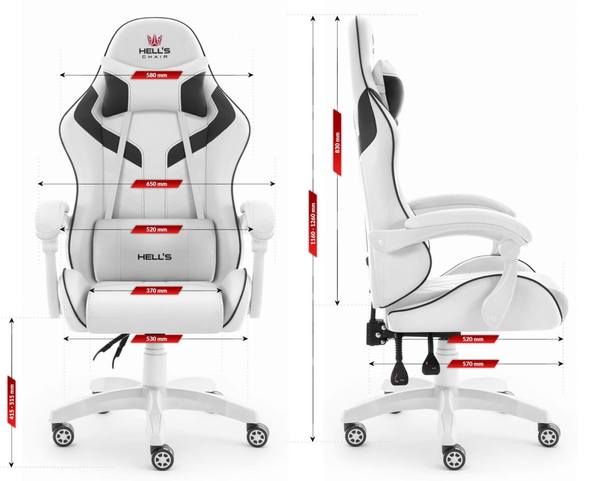 Геймерське комп'ютерне крісло Hell's Chair HC-1007 White Black - Зображення 10