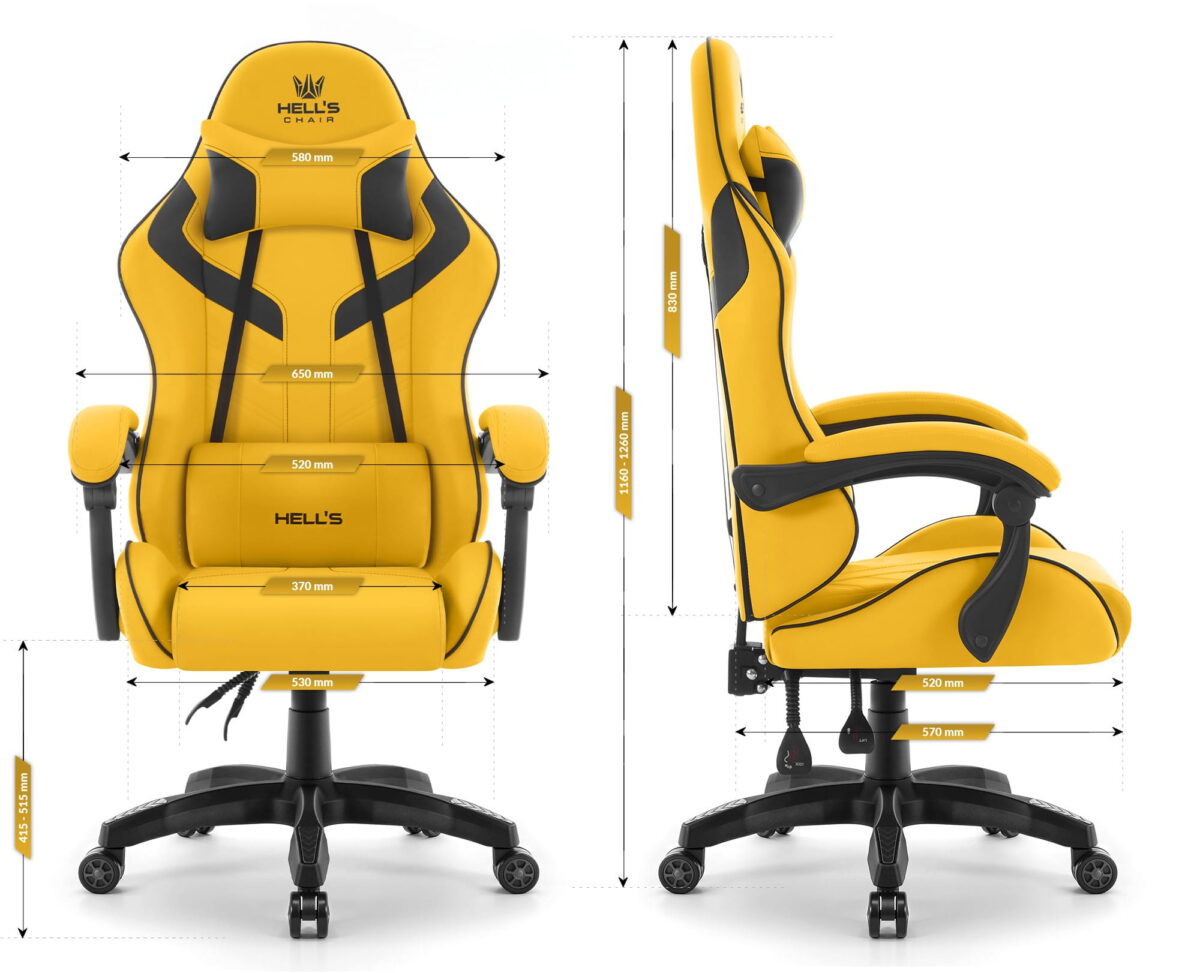 Геймерське комп'ютерне крісло Hell's Chair HC-1007 Yellow Black - Зображення 10