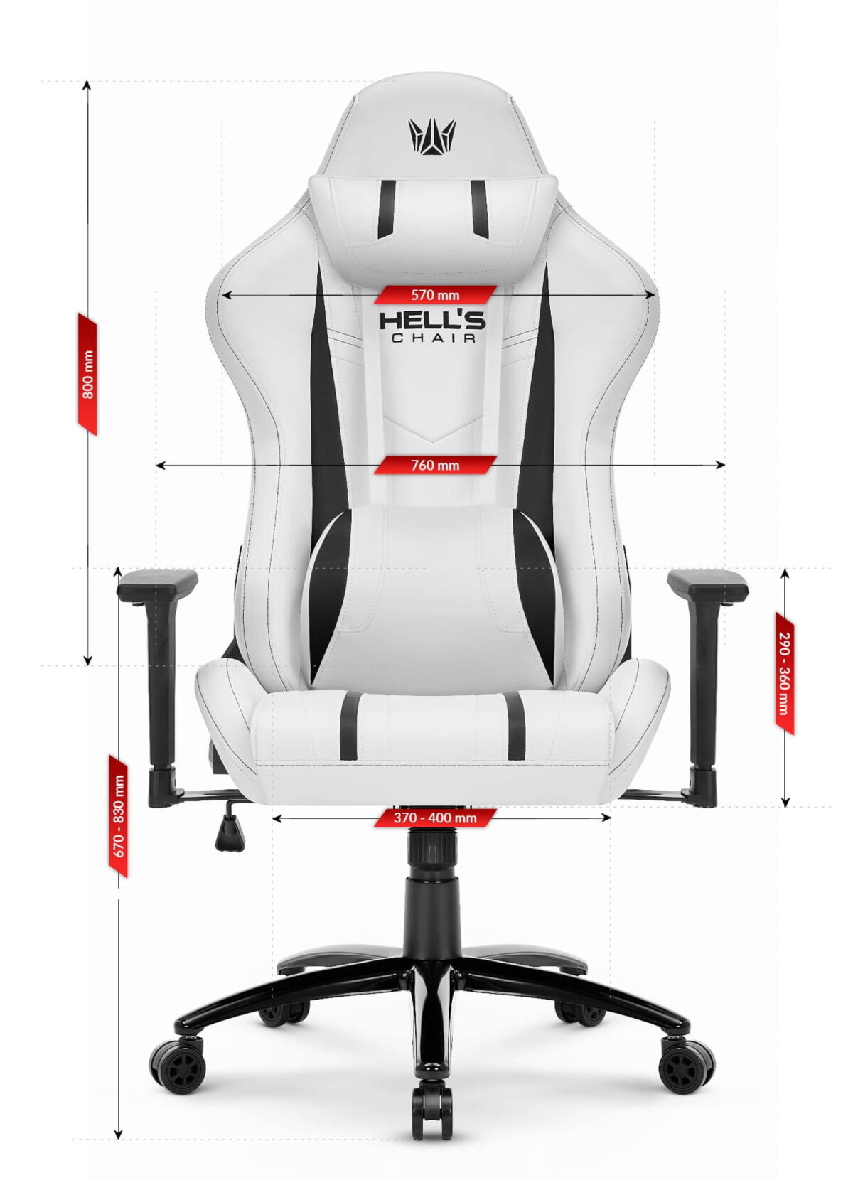 Геймерське комп'ютерне крісло Hell's Chair HC-1013 White Black - Зображення 8