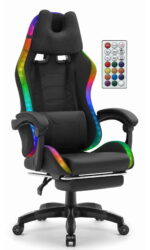 Геймерське комп'ютерне крісло Hell's Chair HC-1039 2.0 LED RGB Black тканина