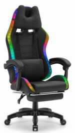 Геймерське комп'ютерне крісло Hell's Chair HC-1039 2.0 LED RGB Black тканина - Зображення 2