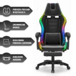 Геймерське комп'ютерне крісло Hell's Chair HC-1039 2.0 LED RGB Black тканина - Зображення 7